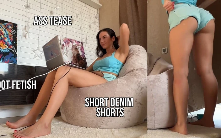 Princess Monica: Ass Tease, Bare Feet &amp; Tight Denim Shorts