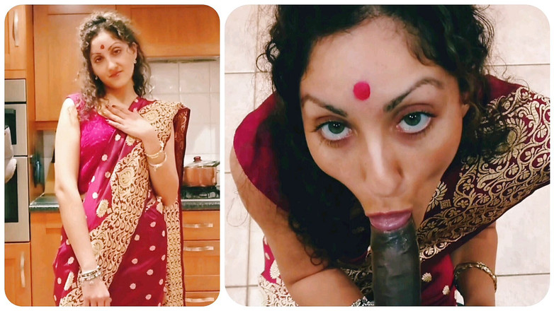 POV_Indian: Desi indyjski Bhabhi w Sari daje napalone samotne Devar obciąganie -...