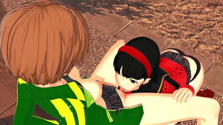 Hentai Smash: Teen Satonaka and Yukiko A take turns eating pussy before...