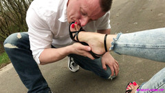 Goddess Lena: Sandály podpatky chodí venku