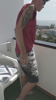 Risky Big Dick Wank Outside on My Balcony