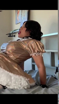 Sissy Maid Rides Her Doll in Chastity and Has a Sissygasm
