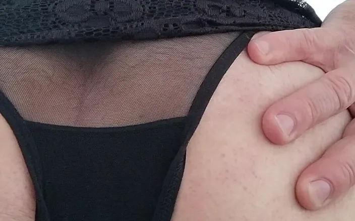 dragontrainer5: CD Strips Dress Exposes Sexy Black Sheer Lingerie