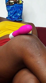 Ebony Horny College Teen Playing with Her Petite Pussy