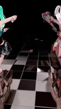 [MMD] Хаку&Міку-баам Подвійне м'ясо Танець Писуар Приниження Непристойний візерунок Прозорий чорний шовк Верхова їзда