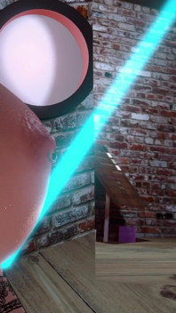 Une pute asiatique blonde en 3D assise sur une grosse bite