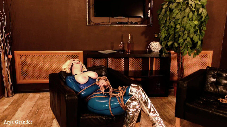Arya Grander: Backstage From BDSM Rope Bondage Process, Shibari Masturbation in Latex
