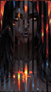 Umbră asasin războinic femeie cu jet de păr negru și Amber Eyes dark Fantasy Portret Ai Art Slideshow