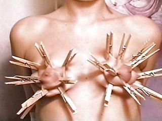Dark Dungeon Secrets: Horny dude loves putting clothes pegs on his slaves tits