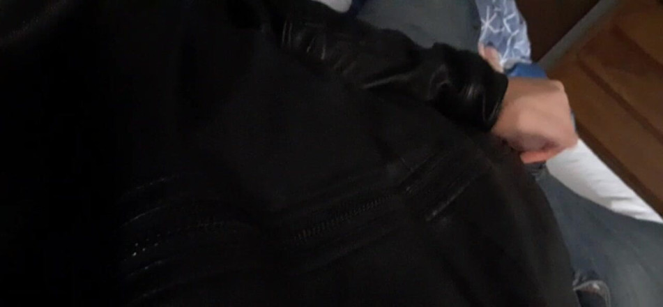 Rusty Sunnybrook: Collared Fag Cums on Leather Jacket