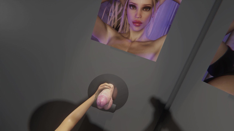 FutaPornoWorkshop: Futanari. Gloryhole-doppelmünzen an Einem Sexstand.