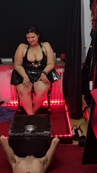 MILF Domme Crops Hooded Slave's Trembling Ass Raw