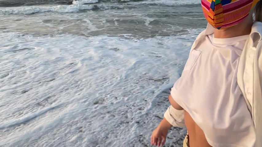 Blonde Amateur with Big Tits Is Walking Without a Bra (Batty Lux)