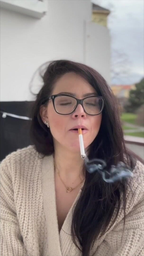 Shione Cooper: Smoking Cigarette in Glasses