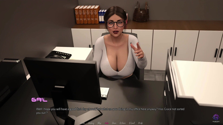 Gaming Anurag: Kontoret - fullständig berättelse 1 - en kåt förförisk MILF som fuskar på...