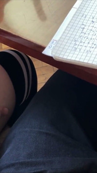 Schoolgirl Handjob Again in Math Class Under the Table and Even a Bit of Footjob. at School.