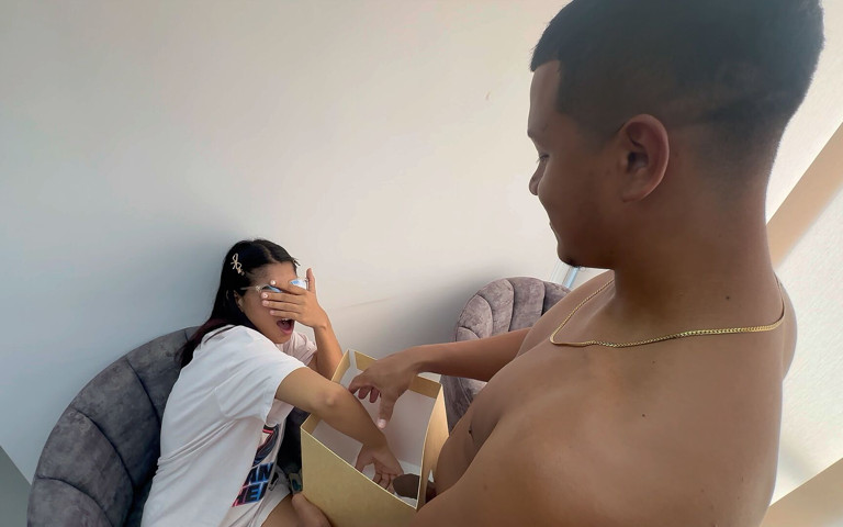 I Give My Shy Stepsister a Surprise Box for Her Good Grades and She Ends up Giving Me a Delicious Fuck Until She Milks My Cum (Saraymike)