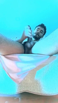 Latino Boy Wearing Thongs Masturbates His Uncut Cock