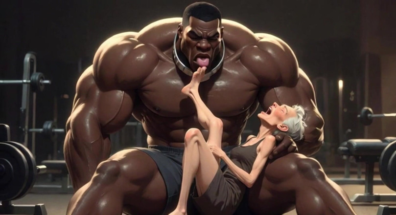 Anime Hentai: Babička sténá rozkoší – silný černoch si saje nohy