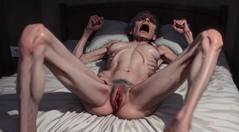 YOUR BEST FANTASY: Very Old Skinny Granny Solo Session - Rubbing My Thin Hairy...