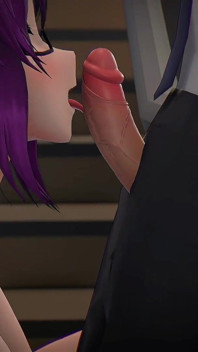 Kagura suzu pompino orale ragazza eyaculation facciale occhiali Hentai mmd 3d viola capelli edit smixix