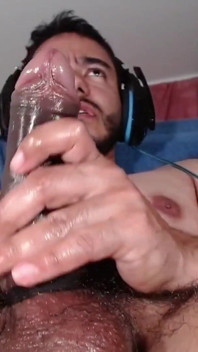 Latino Man Masturbating - Lots of Precum - Foreskin - Uncut - BBC