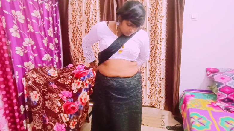 Telugu honey lips: Cheating Sex Beautiful Black Saree Housewife Unfortunately Fucking Husband's Stepfather...