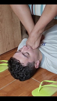 Mistress Kiffa - Face Footstool Slave Cleans Dirty Flip Flops and Cums on Flip Flops and Has to Lick It