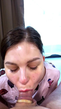 I Cover My Hot Young Wife's Face with Cum After Amazing Blowjob