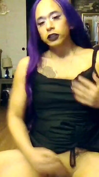 Purple Haired Tgirl Bust a Nut for Newyears