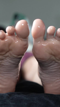 Baby Oil Covered Soles and Toes