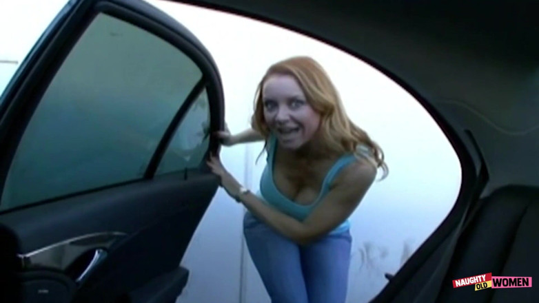 Naughty old women: Being Plowed in a Car in Public Fills the Busty...