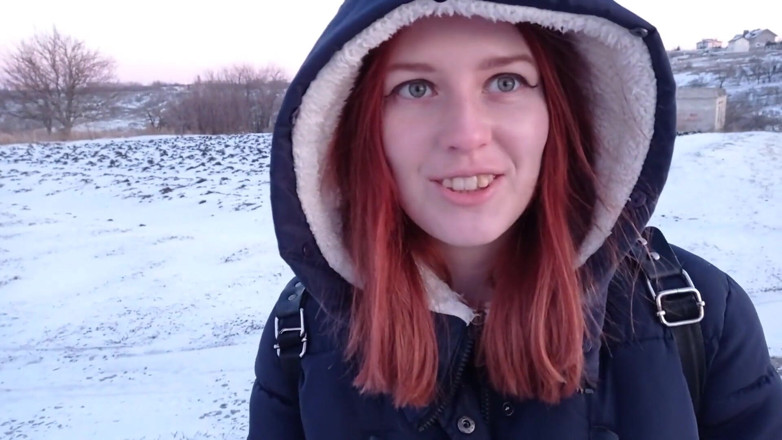 SweetAndFlow: Outdoor sex in winter - Guy fuck me hard