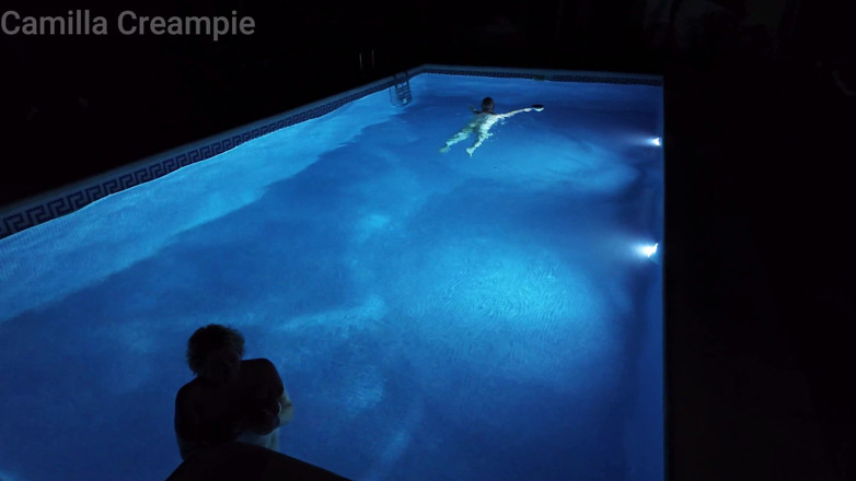 Camilla Creampie: Night Time Fucking and Creampie in the Pool