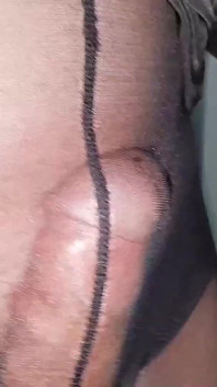 Black Pantyhose and High Heel Cum on the Couch