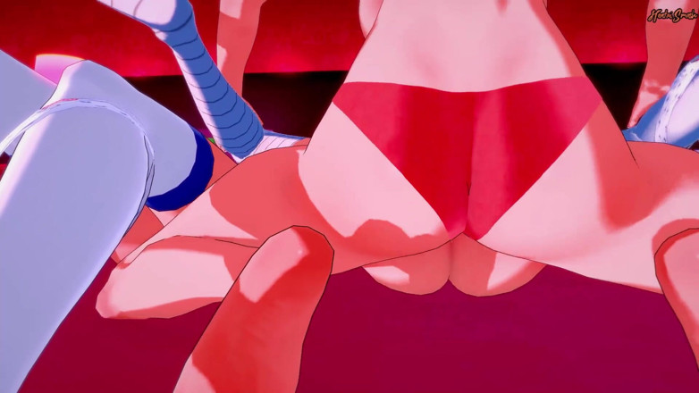 Hentai Smash: 레즈 쓰리섬에서 어둠에게 따먹히는 아쿠아와 메구민 코노수바 헨타이.