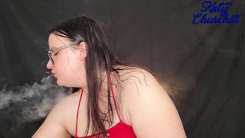Katy Churchill: Bbw zware roken aanmoediging tijdens keten roken