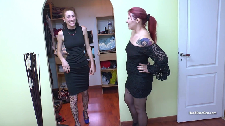Hard Euro sex: Big toys are used in tight assholes