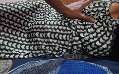 Sexy Step-mom on Bed and Touching Her Boobs and Pussy and Her Stepson Touching Her Full Body