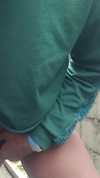 Teasing Outdoors in Short Skirt Rubbing My Pussy
