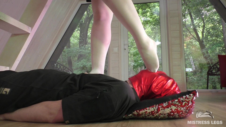 Mistress Legs: White Nylons on a Slave's Face: Trampling and Foot Worship