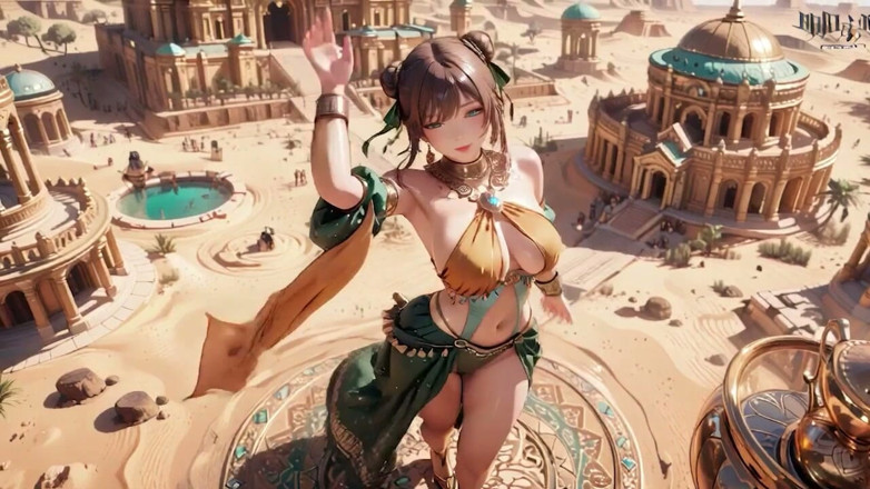 Seraphina Vale: Green Gold Queen Coronation! Lazy Side-lying in the Desert Palace,...