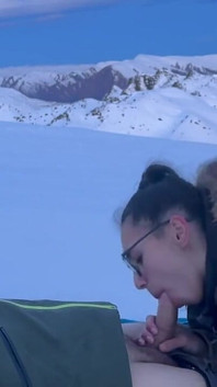 Blowjob Under the Sunset with a Cum in Mouth