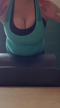 Take a Peek at My Cleavage as I Workout at My Public Gym!
