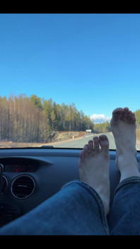 Feet on the dashboard