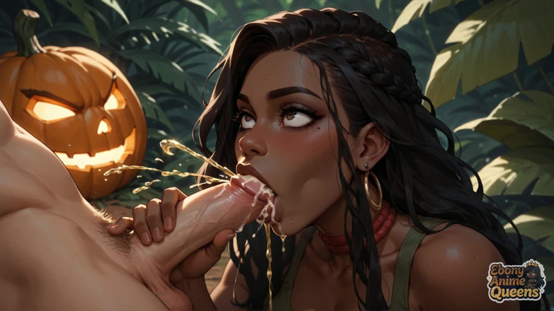 Ebony Anime Queens: Bu ürkütücü bir gece ve siyah tanrıça ateşli bir xxx karşılaşması...
