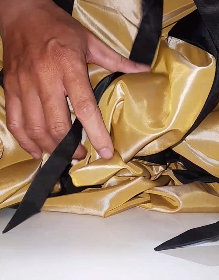 Naomisinka: Gold Satin Silk longdress evening gown masturbación