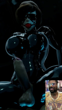 Mei Is a Tasty Sexy Futa Cock Pre-cumming BDSM Latex Ball Gag Blindfold Wearing Queen