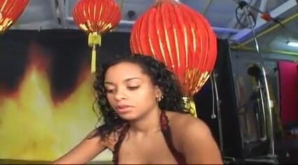 Thot Factory: Sexy ebony chick blowing on white cock