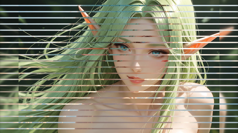 LustRender: Lustrender diashow: schöne nackte elfenfrau fließende haarkunst - ai-video